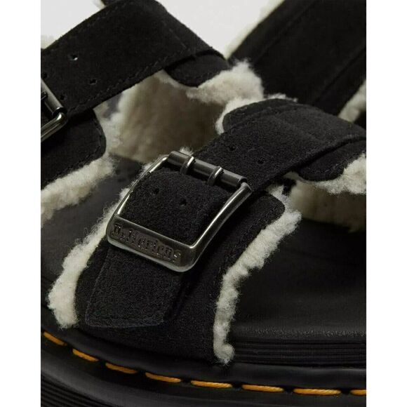 Dr. Martens Myles Sandals Unisex US 13 Black Faux Fur Platform Suede Buckle NIB‎ main image 4